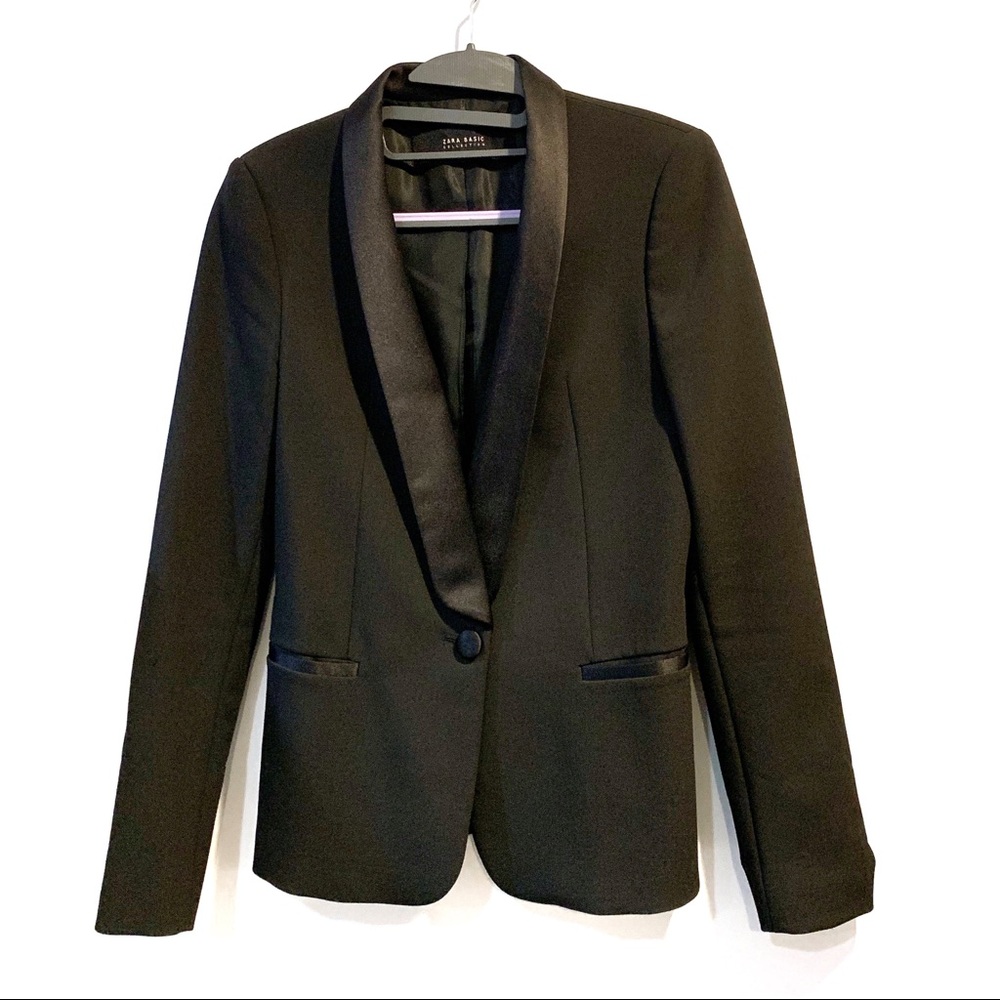 Zara Basic Collection black tuxedo blazer size S